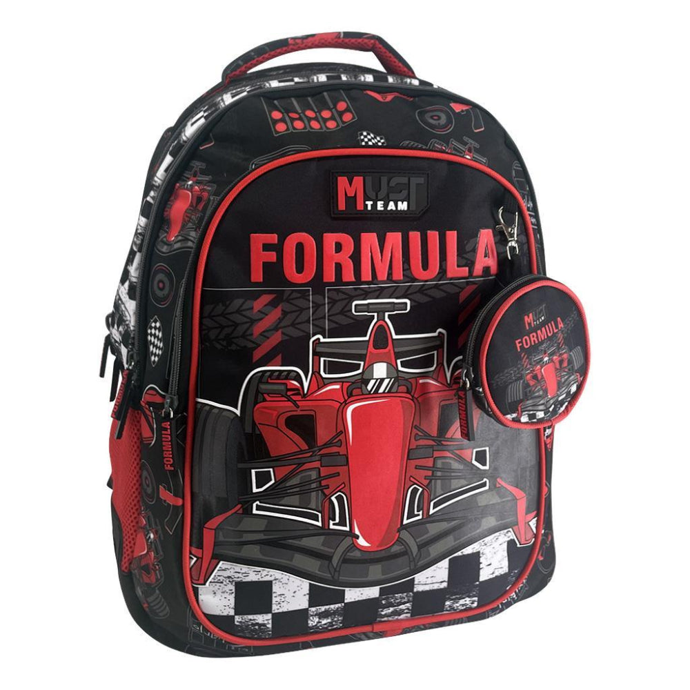 Must Team Σχολική Τσάντα Πλάτης Δημοτικού Formula 1 3 Θήκες 32x18x43 εκ