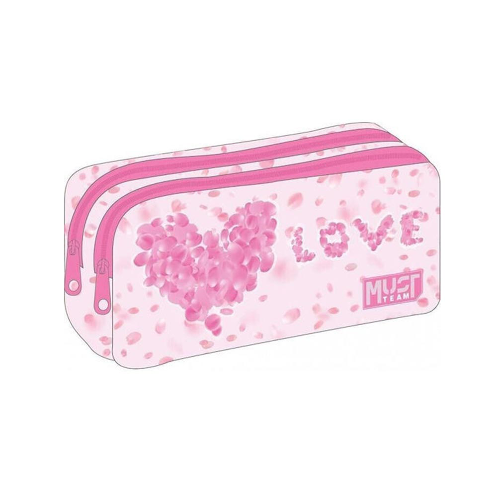 Must Team Σχολική Κασετίνα Βαρελάκι Cute Love 2 Θήκες