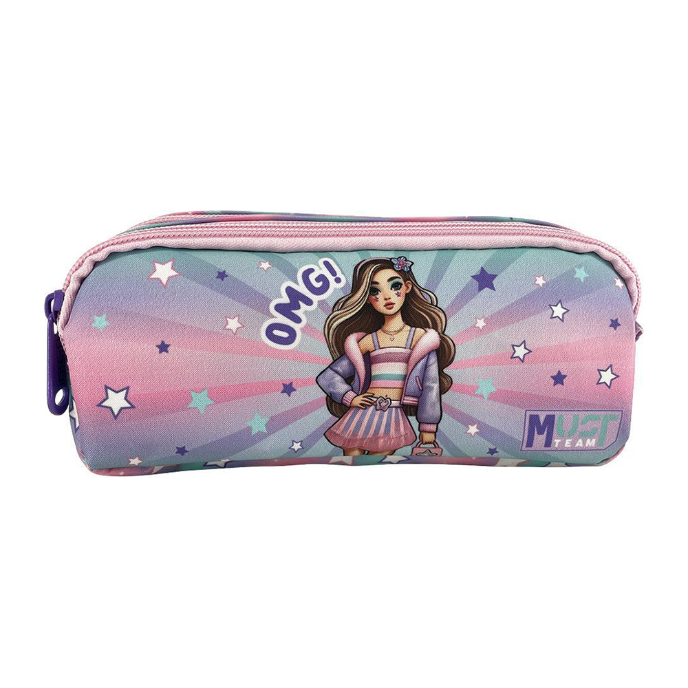 Must Team Σχολική Κασετίνα Βαρελάκι Fashion Girl 2 Θήκες