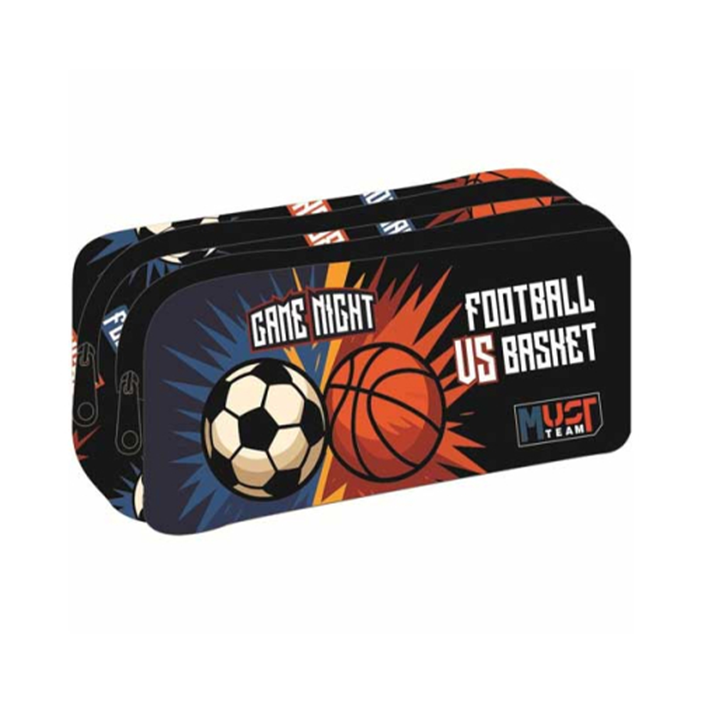 Must Team Σχολική Κασετίνα Βαρελάκι Football Vs Basketball 2 Θήκες