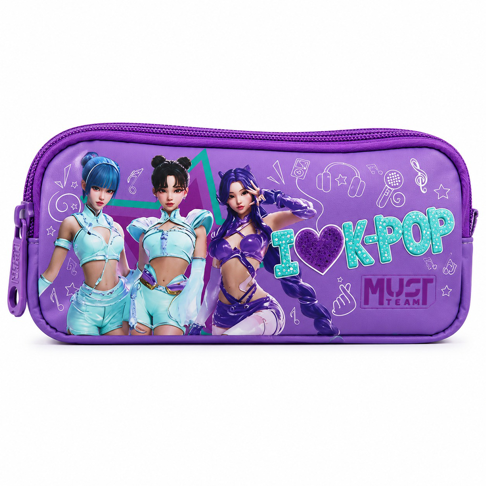 Must Team Κασετίνα Βαρελάκι K-Pop Μωβ 2 Θήκες