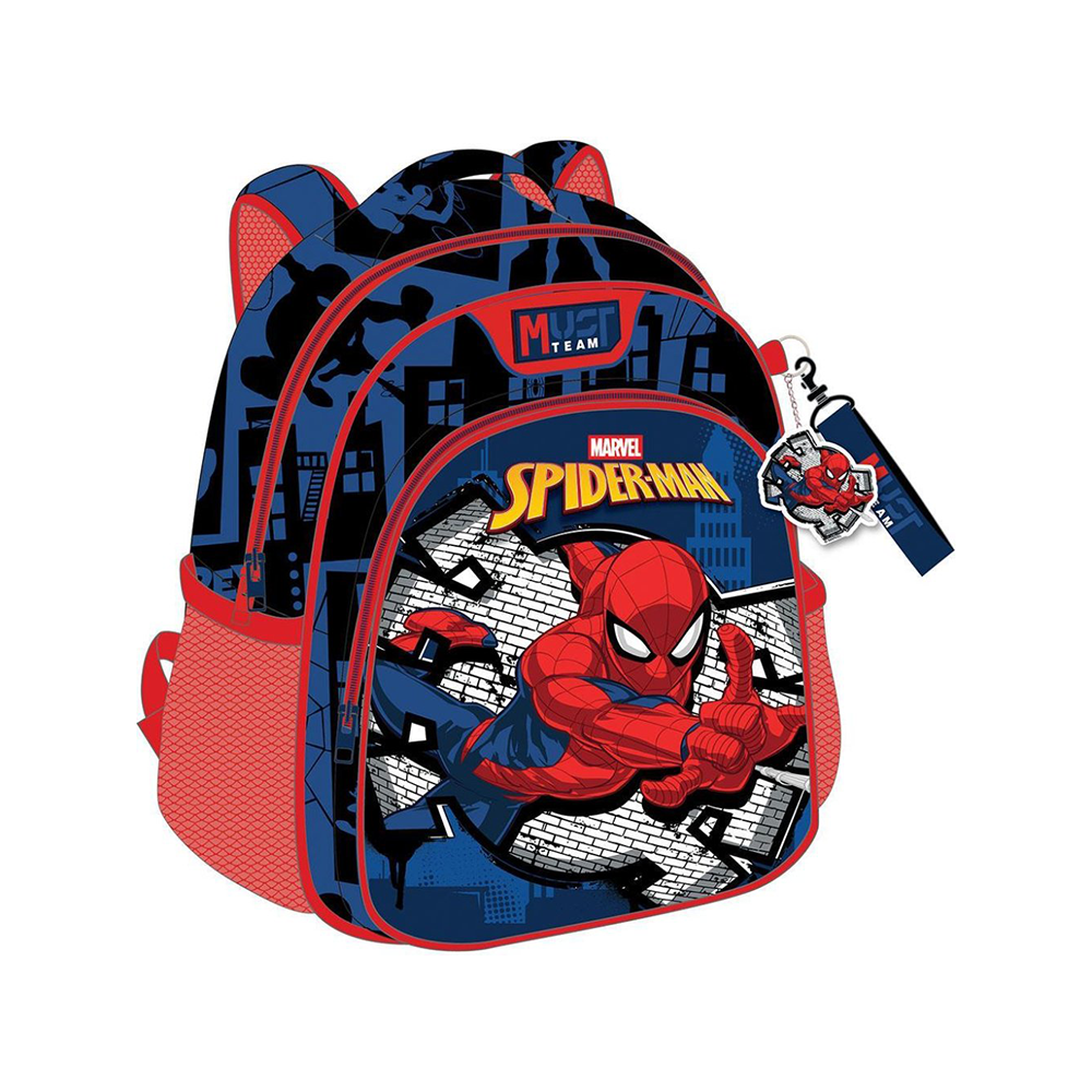 Must Team Σχολική Τσάντα Πλάτης Νηπίου Marvel Spider-Man Blue 2 Θήκες 27x10x31εκ