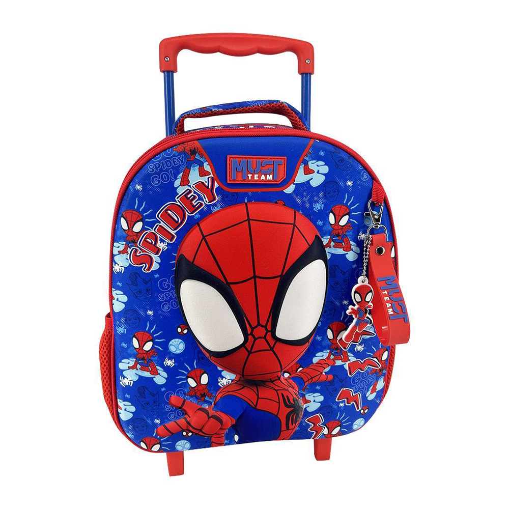 Must Team Σχολική Τσάντα Τρόλεϊ Νηπίου Marvel Spidey And His Amazing Friends Blue 3D 2 Θήκες 27x10x31εκ