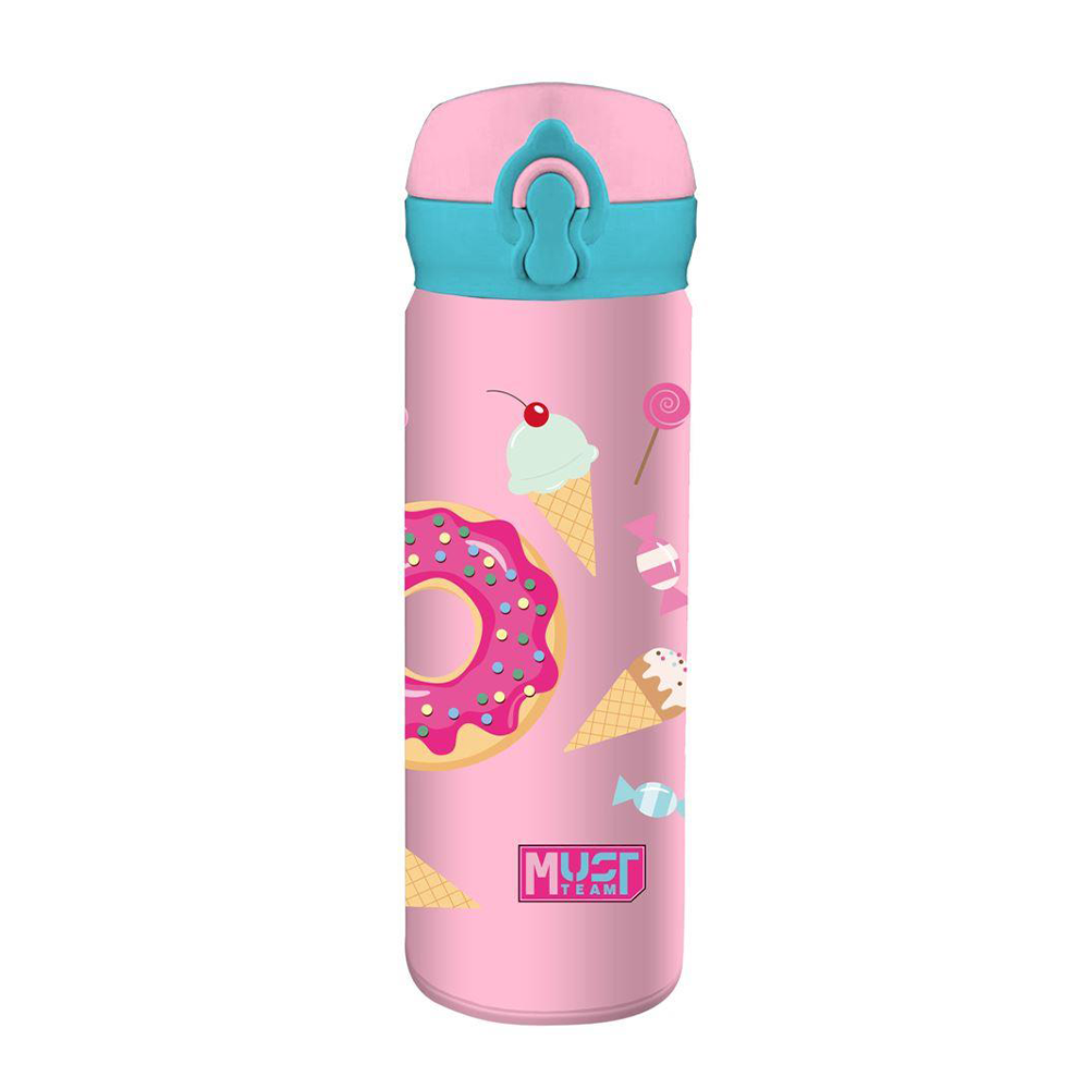 Must Team Παγούρι Θερμός Ανοξείδωτο 500ml με Καλαμάκι σε 4 Σχέδια - 1 Τεμάχιο