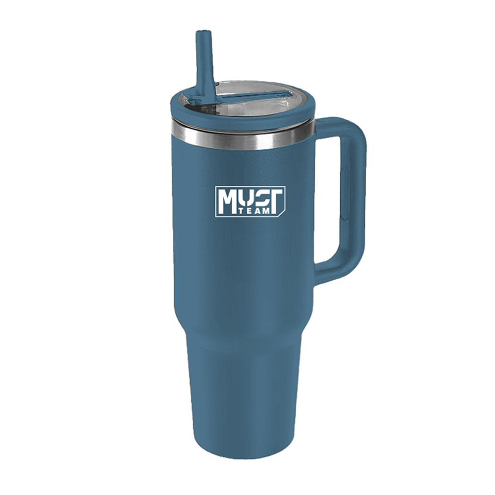 Must Team Ποτήρι Θερμός Ανοξείδωτο Μπλε 900ml με Καλαμάκι & Λαβή