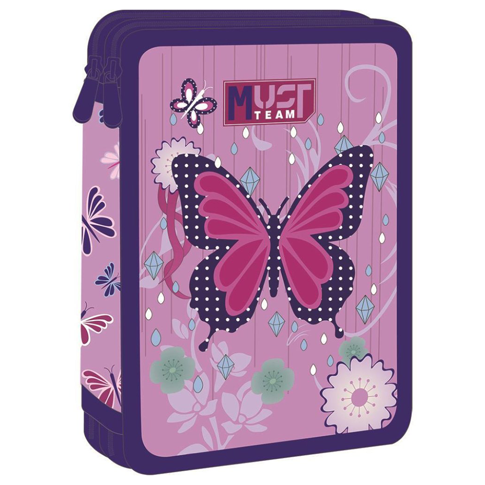 Must Team Σχολική Κασετίνα Διπλή Γεμάτη Compact Butterfly