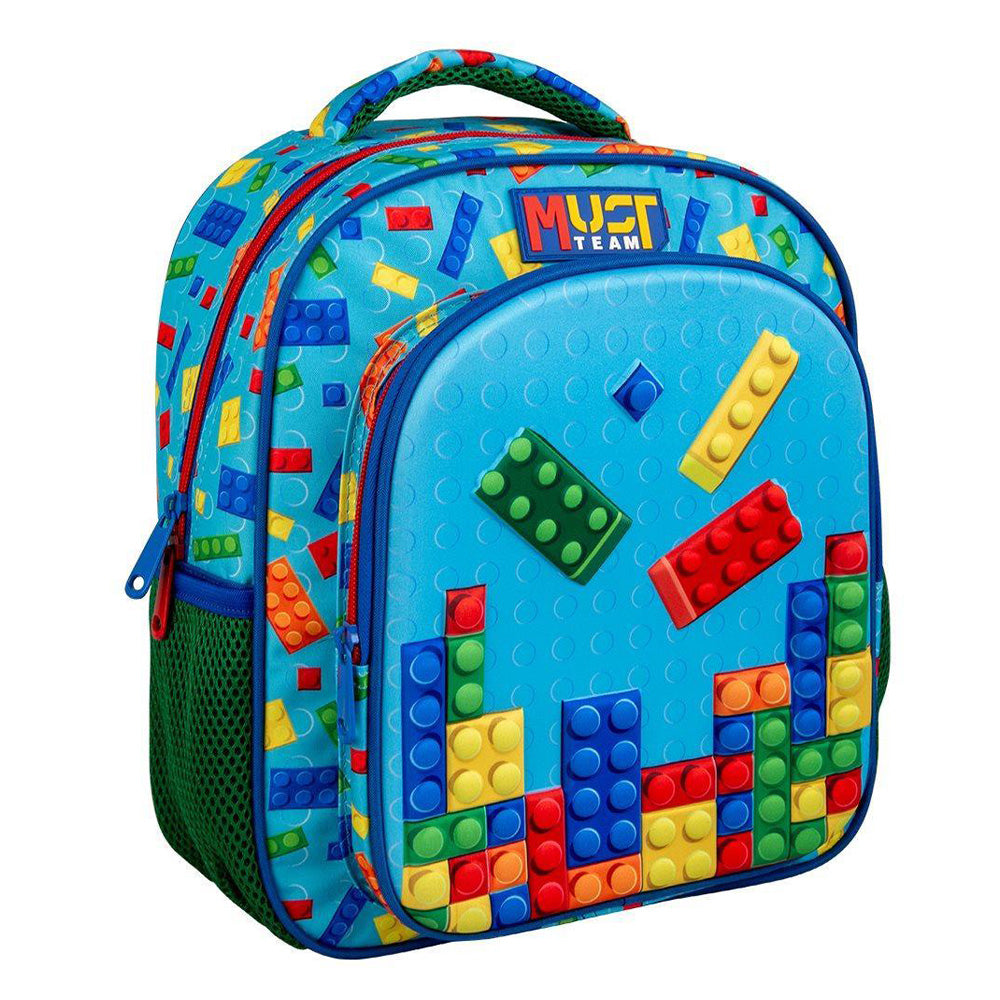 MustMust Team Σχολική Τσάντα Πλάτης Νηπίου Bricks 2 Θήκες 27x10x31 Eκ.papell.gr
