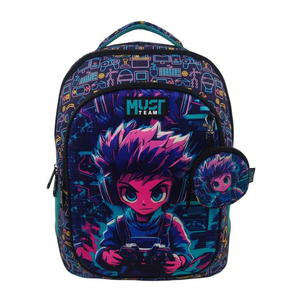 Must Team Σχολική Τσάντα Πλάτης Δημοτικού Anime Boy 3 Θήκες 32x18x43εκ