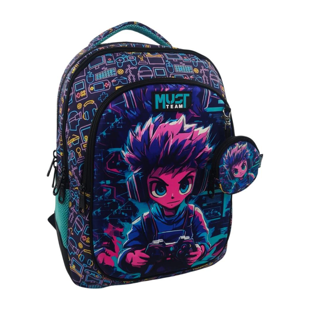 Must Team Σχολική Τσάντα Πλάτης Δημοτικού Anime Boy 3 Θήκες 32x18x43εκ