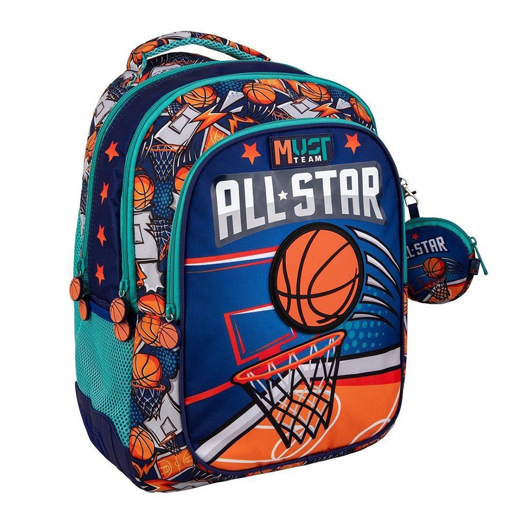 MustMust Team Σχολική Τσάντα Πλάτης Δημοτικού Basketball 3 Θήκες 32x18x43 Eκ.papell.gr
