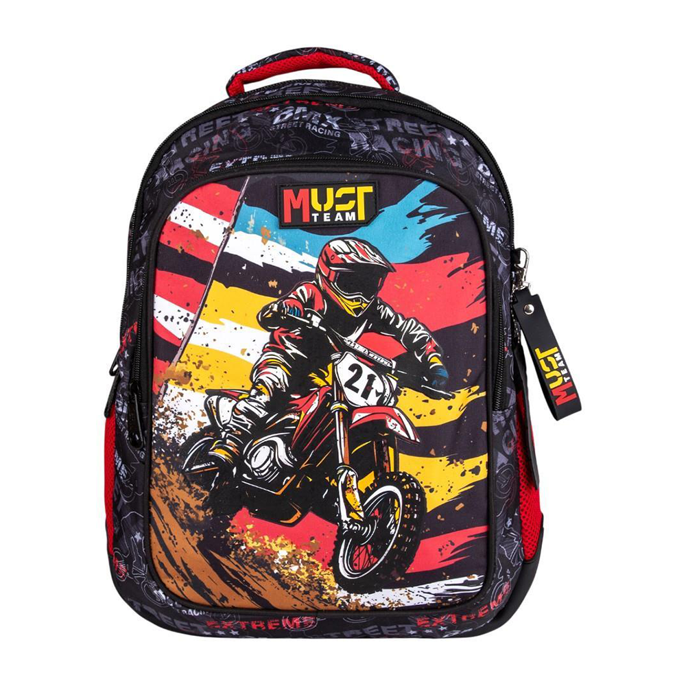Must Team Σχολική Τσάντα Πλάτης Δημοτικού Bike 3 Θήκες 32x18x43εκ