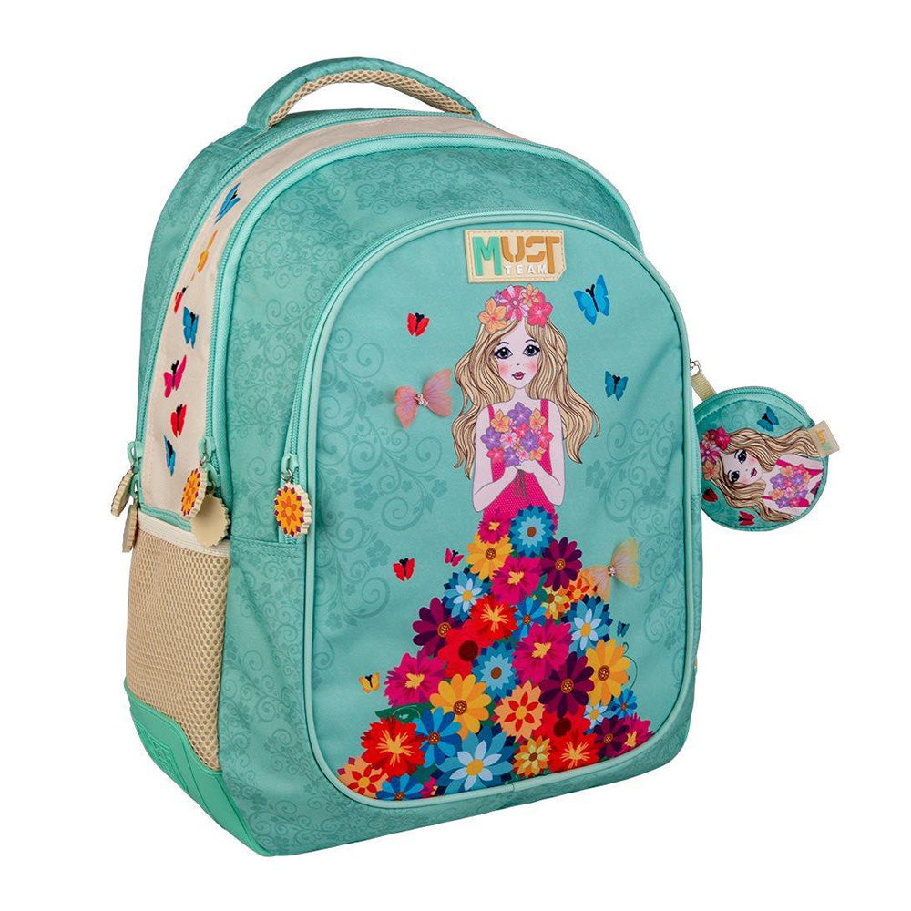 MustMust Team Σχολική Τσάντα Πλάτης Δημοτικού Flower Dress 32x18x43 Eκ. 3 Θήκεςpapell.gr
