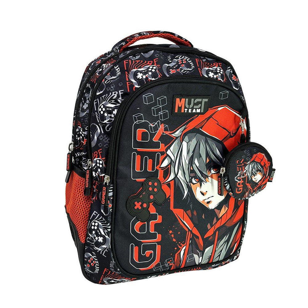 Must TeamMust Team Σχολική Τσάντα Πλάτης Δημοτικού Gamer 3 Θήκες 32x18x43 Eκ.papell.gr