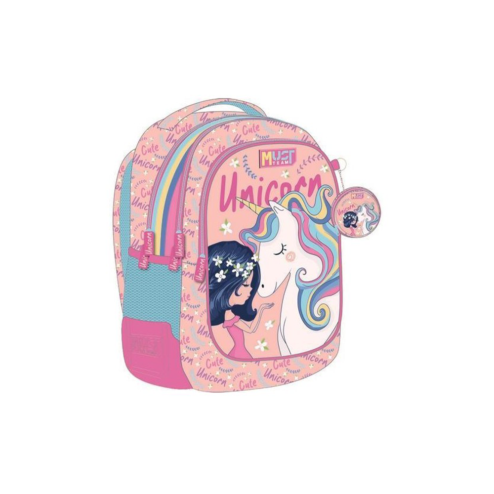 Must Team Σχολική Τσάντα Πλάτης Δημοτικού Girl Unicorn 3 Θήκες 32x18x43εκ