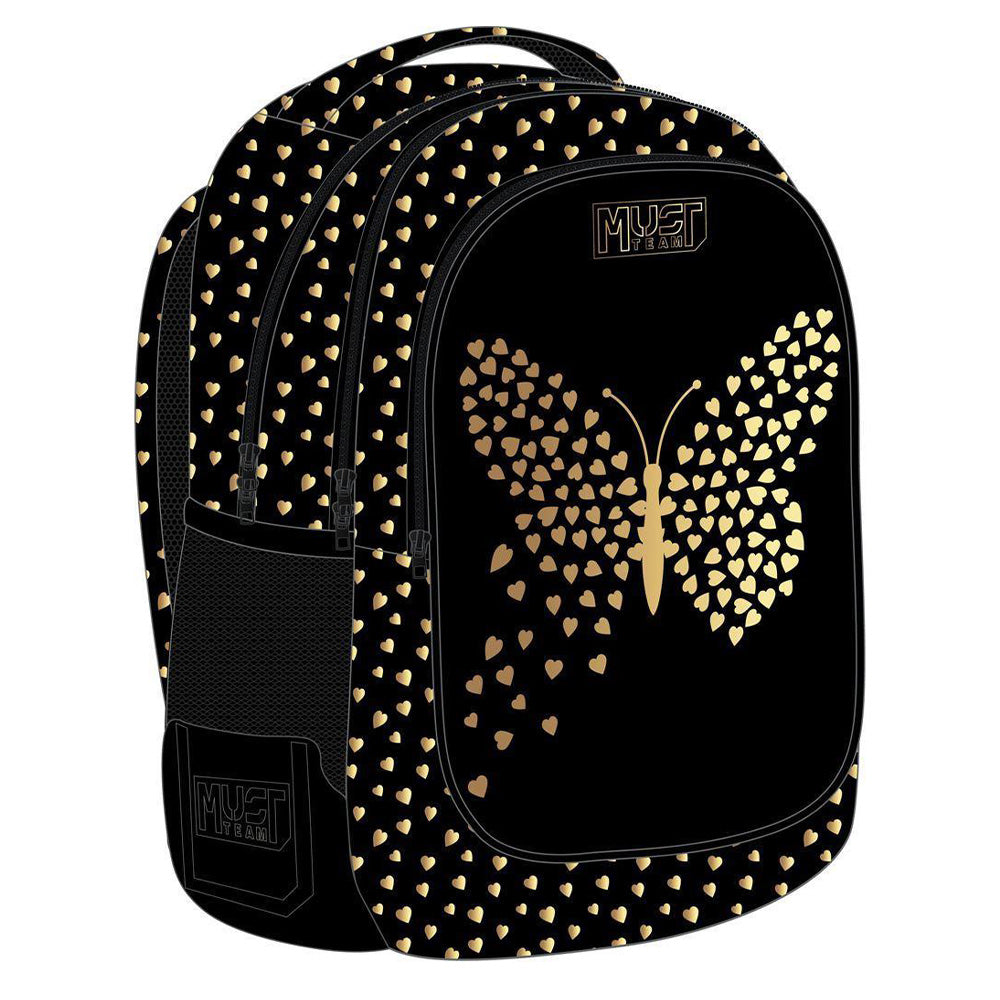 Must TeamMust Team Σχολική Τσάντα Πλάτης Δημοτικού Gold Butterfly  3 Θήκες 32X18X43 Eκpapell.gr