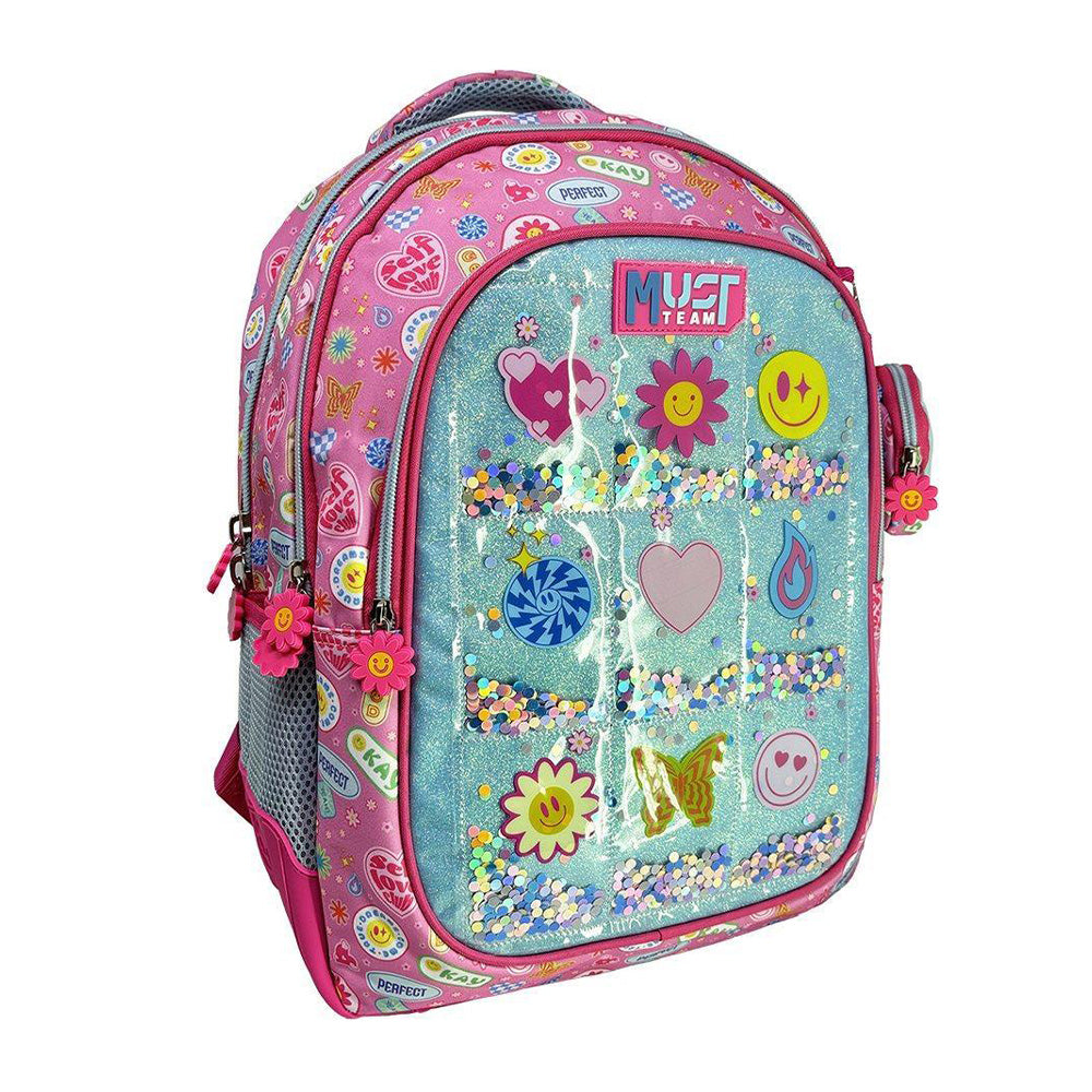 MustMust Team Σχολική Τσάντα Πλάτης Δημοτικού Good Vibes 32x18x43 Eκ. 3 Θήκεςpapell.gr