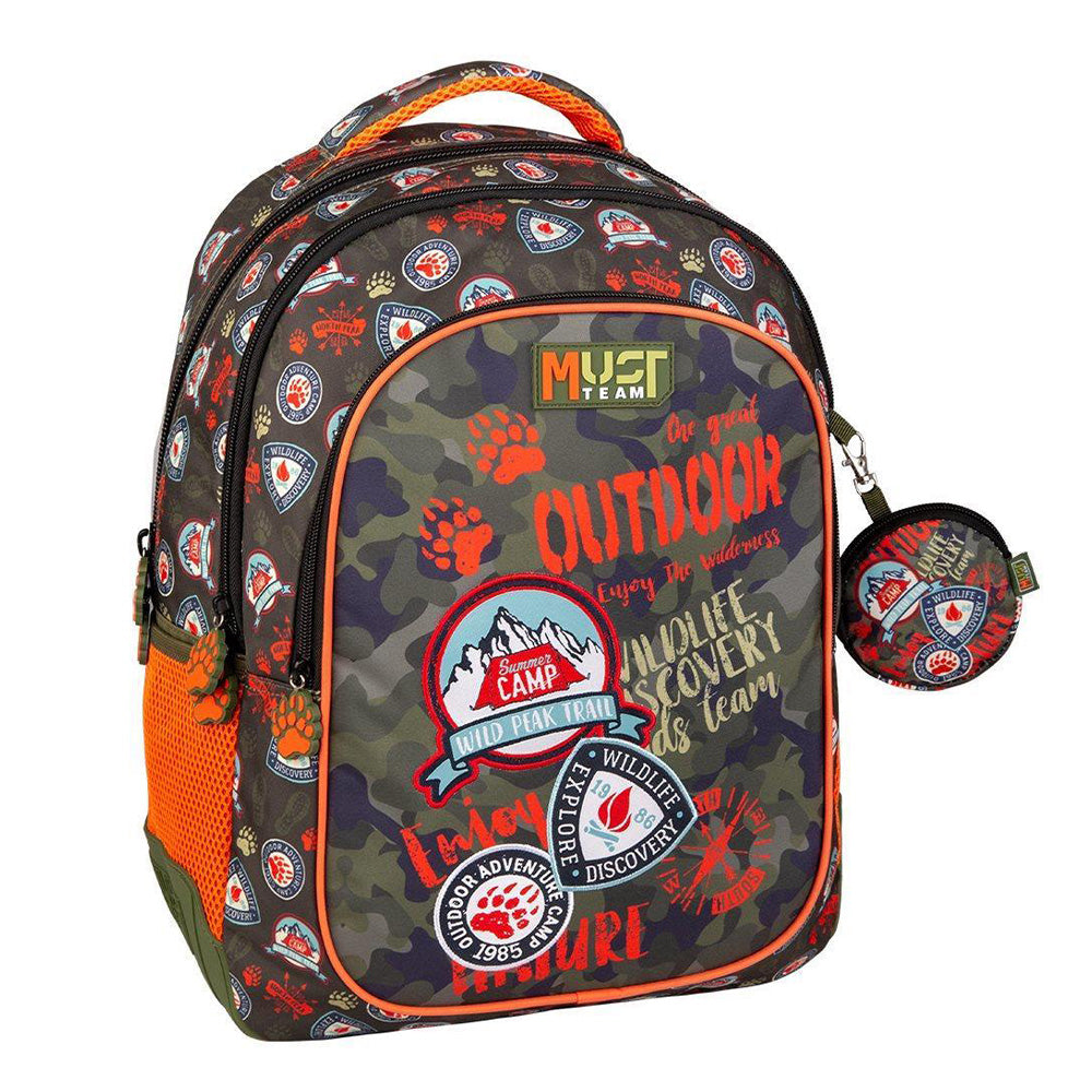Must Team Σχολική Τσάντα Πλάτης Δημοτικού Outdoor Adventure 3 Θήκες 32x18x43 Eκ.