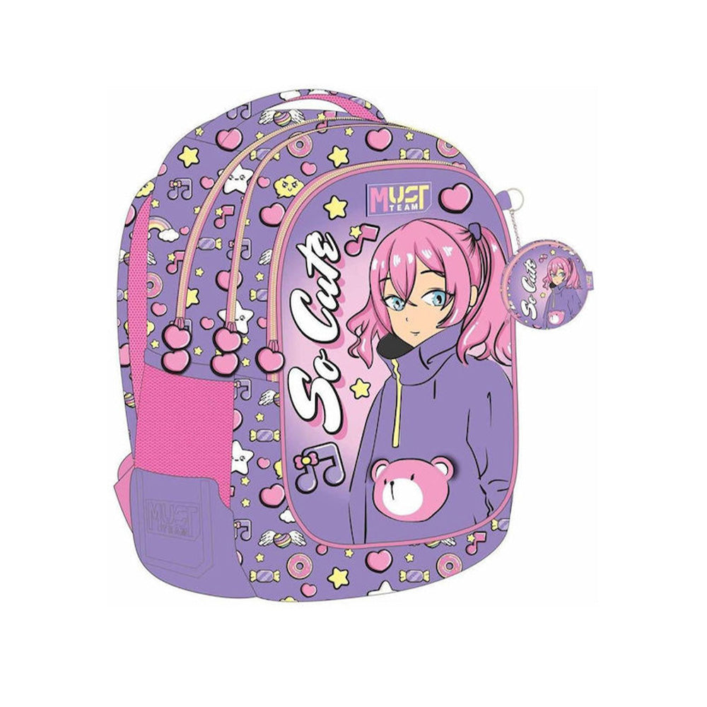 MustMust Team Σχολική Τσάντα Πλάτης Δημοτικού So Cute 32x18x43 Eκ. 3 Θήκεςpapell.gr