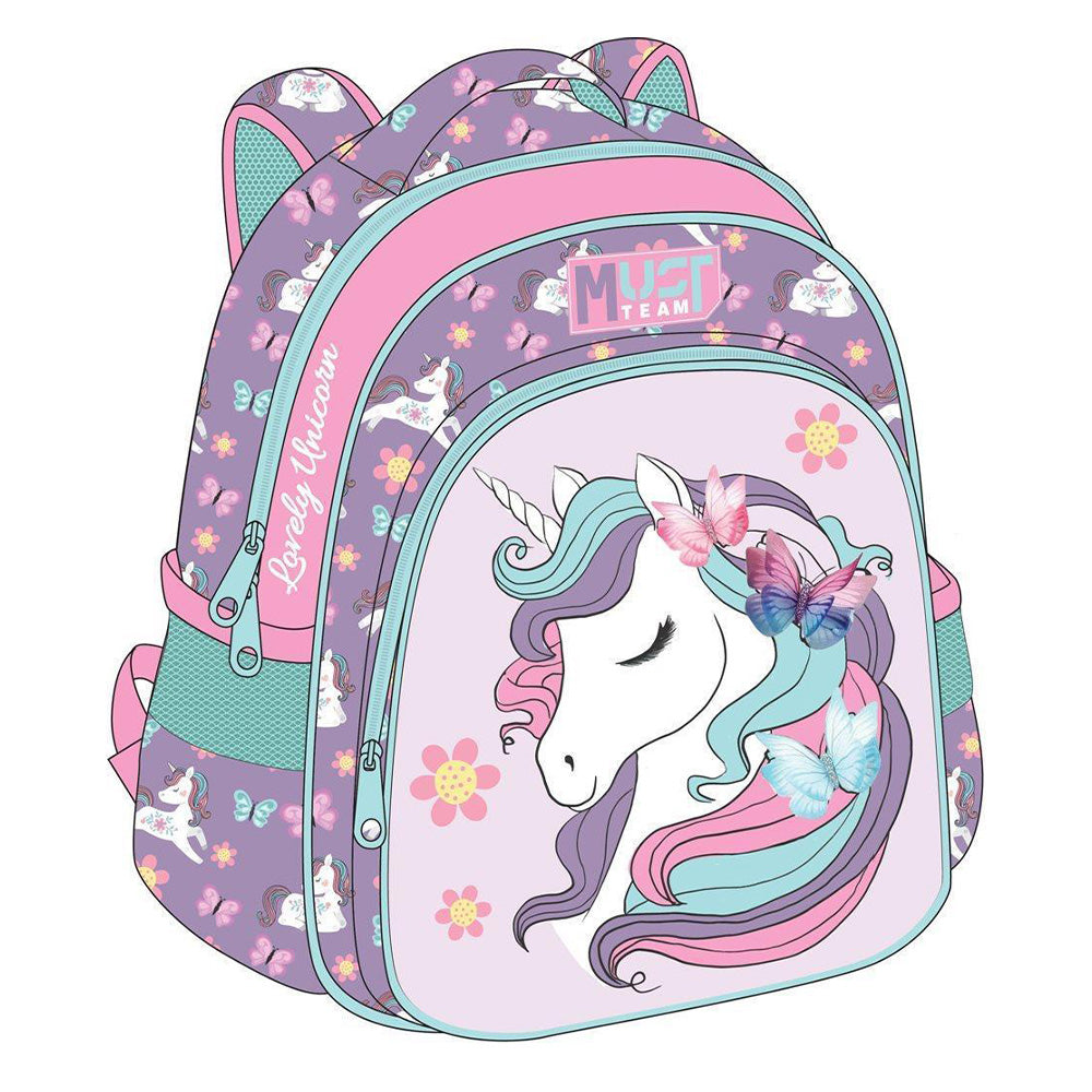 Must TeamMust Team Σχολική Τσάντα Πλάτης Νηπίου Lovely Unicorn 2 Θήκες 27X10X31 Eκpapell.gr