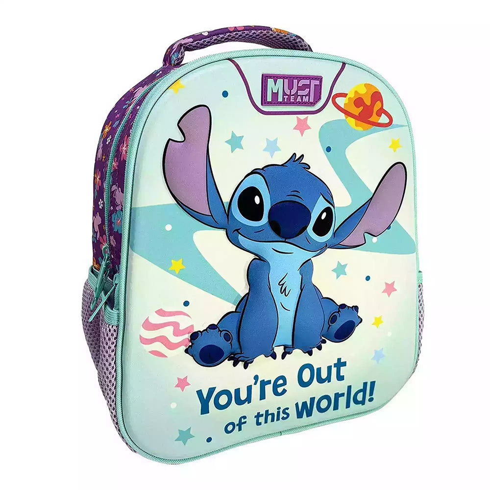 Must Team Σχολική Τσάντα Πλάτης Νηπίου Disney Stitch You’Re Out Of This World  2 Θήκες 27Χ10Χ31 Eκ
