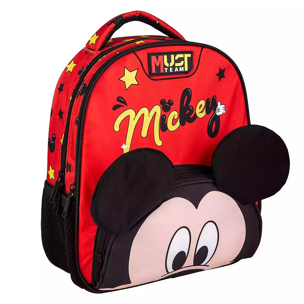 Must Team Σχολική Τσάντα Πλάτης Νηπίου Disney Mickey Mouse 2 Θήκες 27Χ10Χ31 Eκ