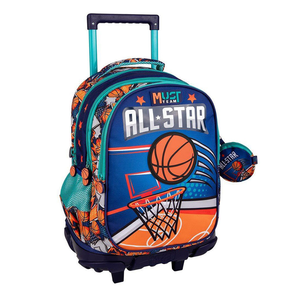 Must TeamMust Team Σχολική Τσάντα Τρόλεϊ Δημοτικού Basketball 3 Θήκες 34x20x45 Eκ.papell.gr