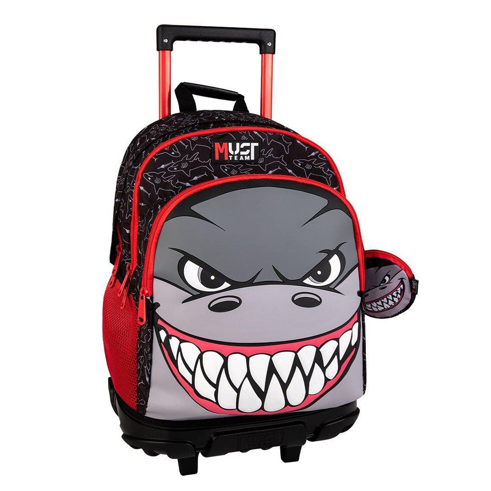 MustMust Team Σχολική Τσάντα Τρόλεϊ Δημοτικού Shark 3 Θήκες 34x20x45 Eκ.papell.gr