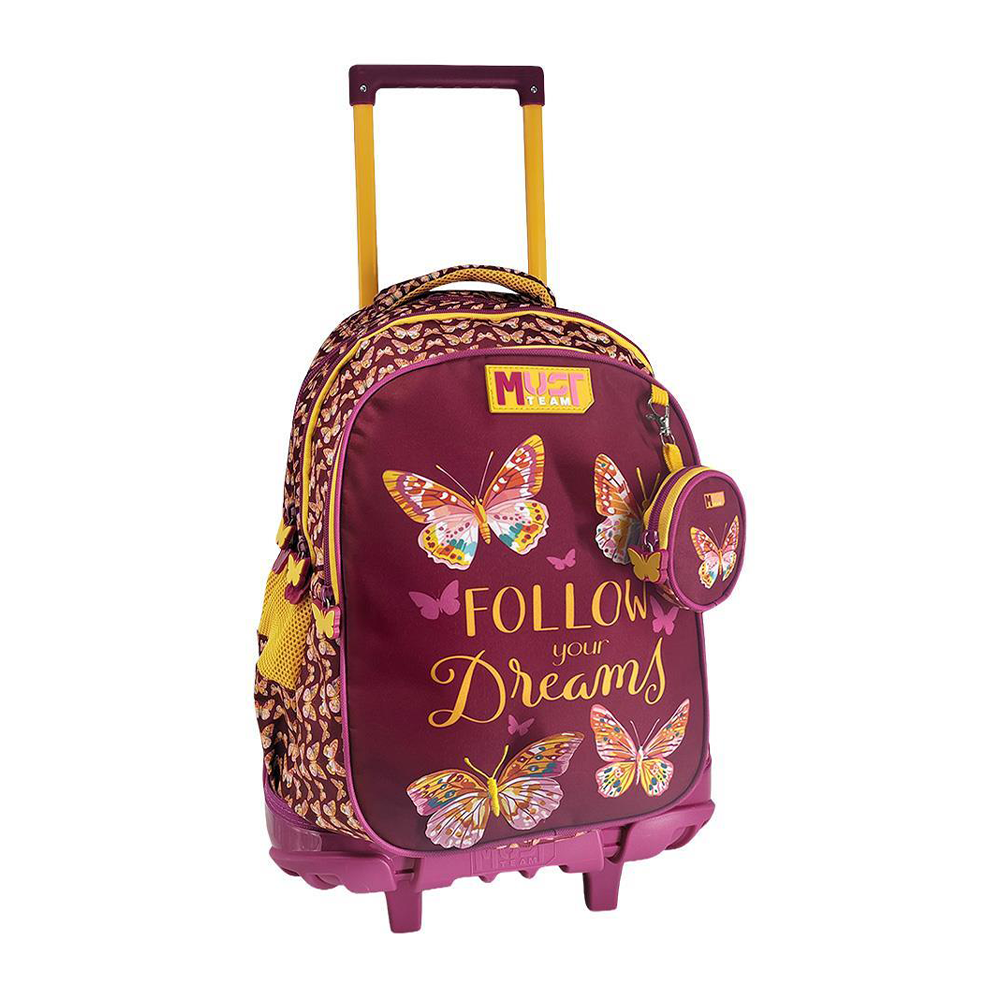 Must Team Σχολική Τσάντα Τρόλεϊ Δημοτικού Butterfly Follow Your Dreams 3 Θήκες 34x20x44εκ