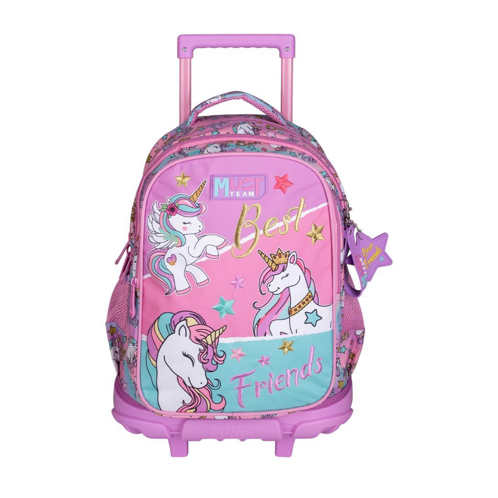 Must Team Σχολική Τσάντα Τρόλεϊ Δημοτικού Unicorn 3 Θήκες 34x20x44εκ
