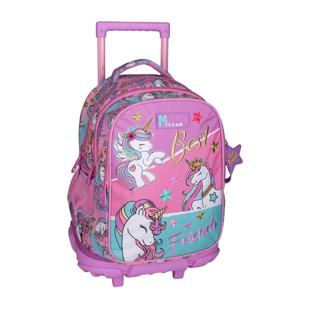 Must Team Σχολική Τσάντα Τρόλεϊ Δημοτικού Unicorn 3 Θήκες 34x20x44εκ