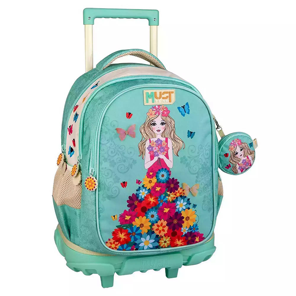 Must Team Σχολική Τσάντα Τρόλεϊ Δημοτικού Flower Dress 3 Θήκες 34Χ20Χ45 Εκ