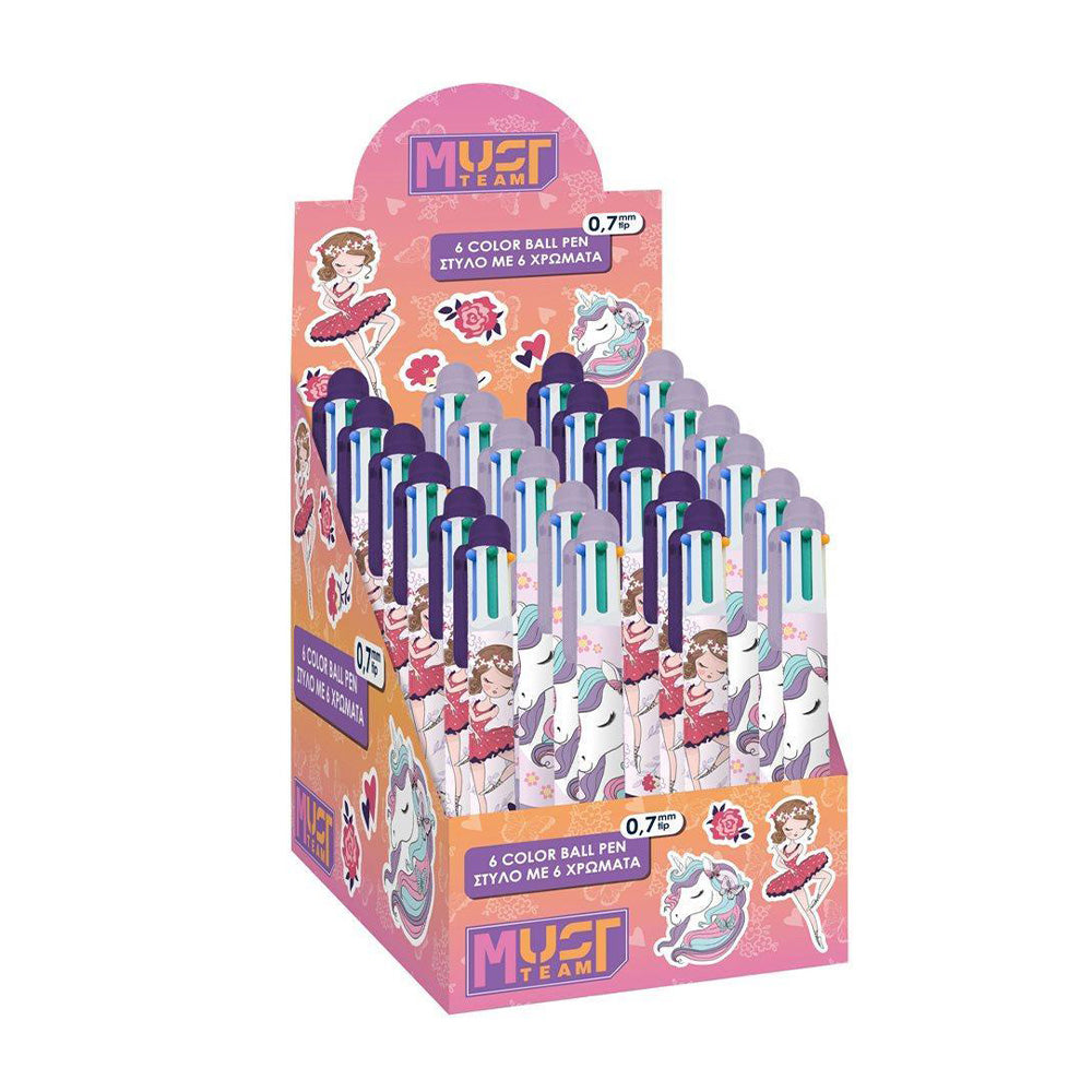 Must Team Στυλό 6 Χρωματα 0,7mm Unicorn & I Love Ballet 2 Σχέδια - 1 Τμχ