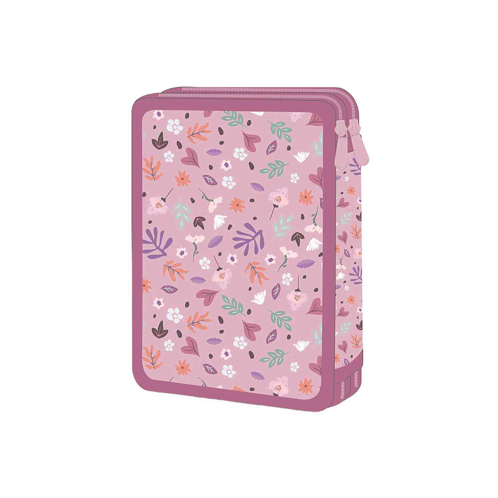 Must Team Σχολική Κασετίνα Διπλή Γεμάτη Butterflies Lilac