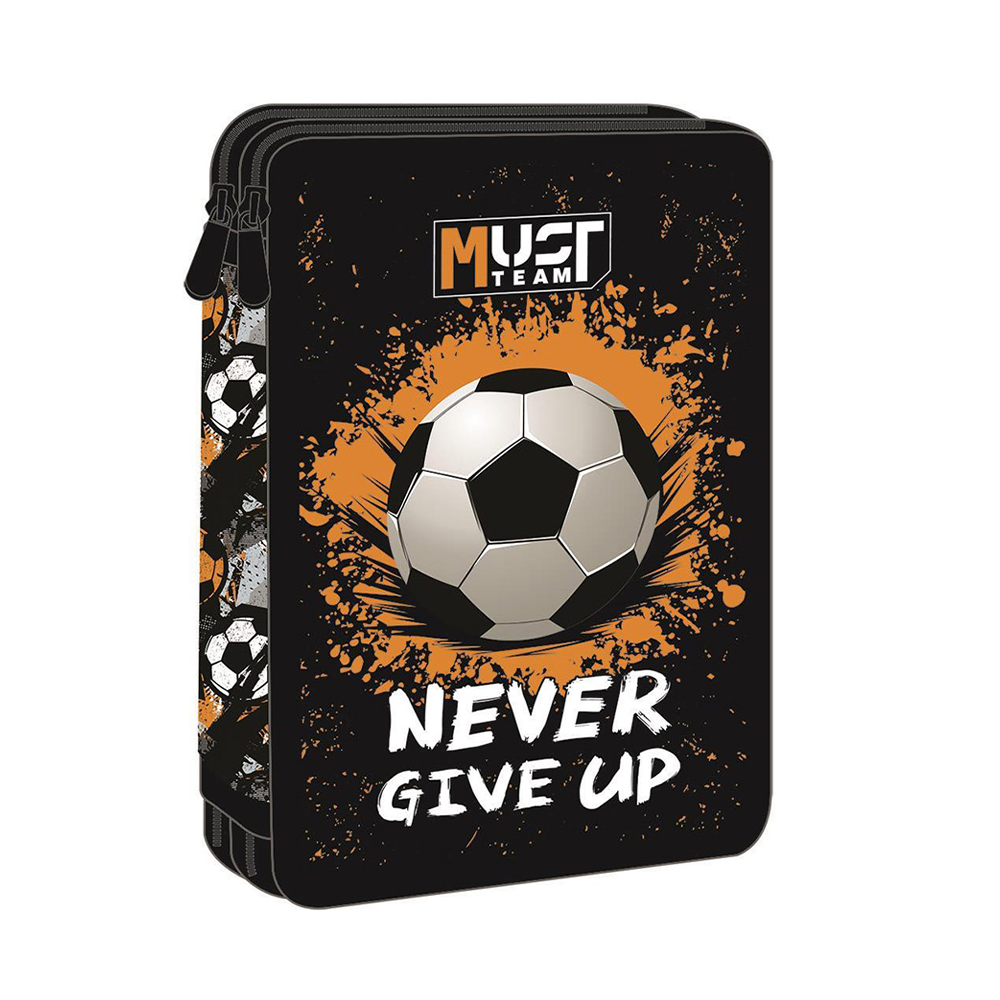 Must Team Σχολική Κασετίνα Διπλή Γεμάτη Never Give Up