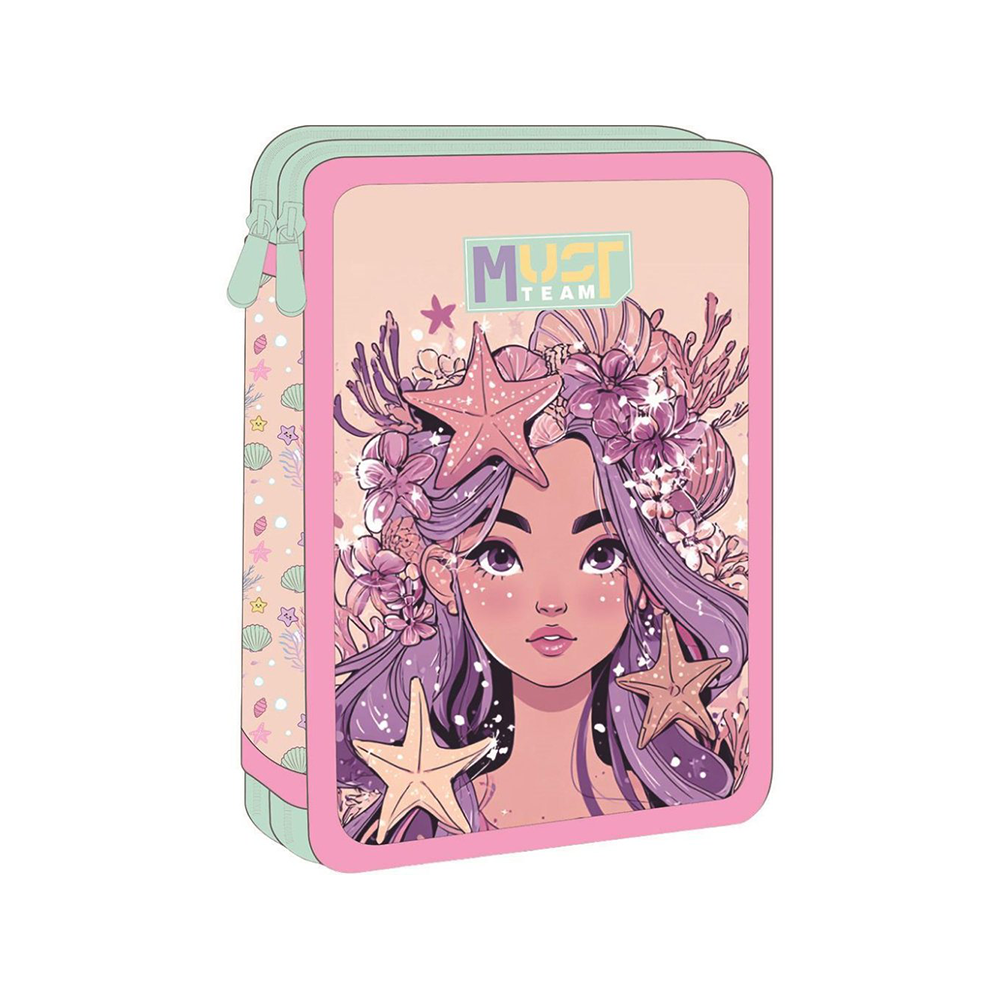 Must Team Σχολική Κασετίνα Διπλή Γεμάτη Pink Unicorn