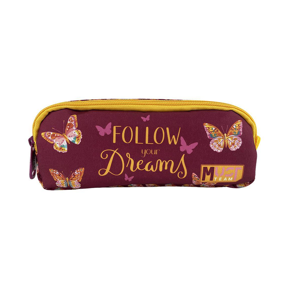 Must Team Σχολική Κασετίνα Βαρελάκι Butterfly Follow Your Dreams 2 Θήκες