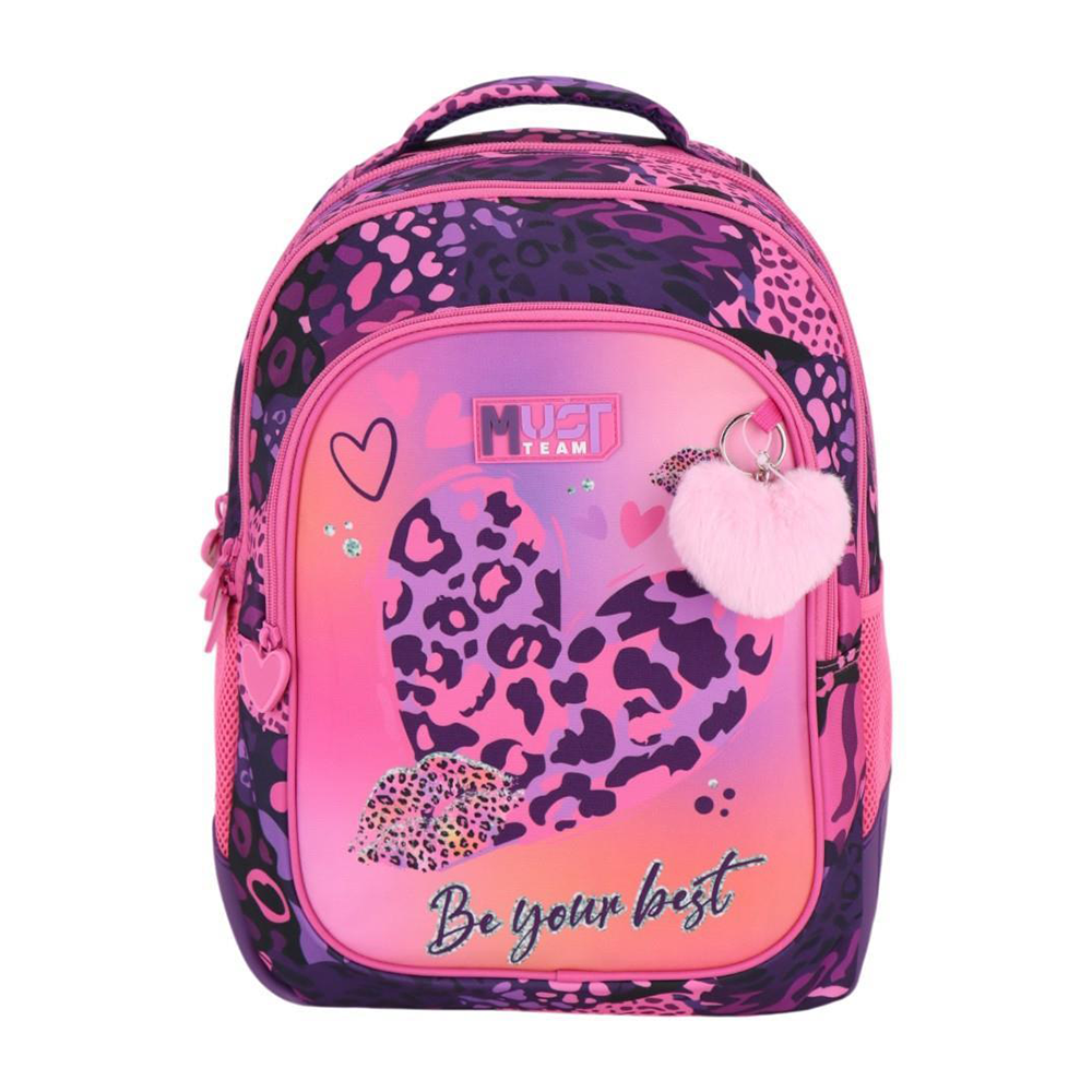 Must Team Σχολική Τσάντα Πλάτης Δημοτικού Heart Print 3 Θήκες 32x18x43 εκ