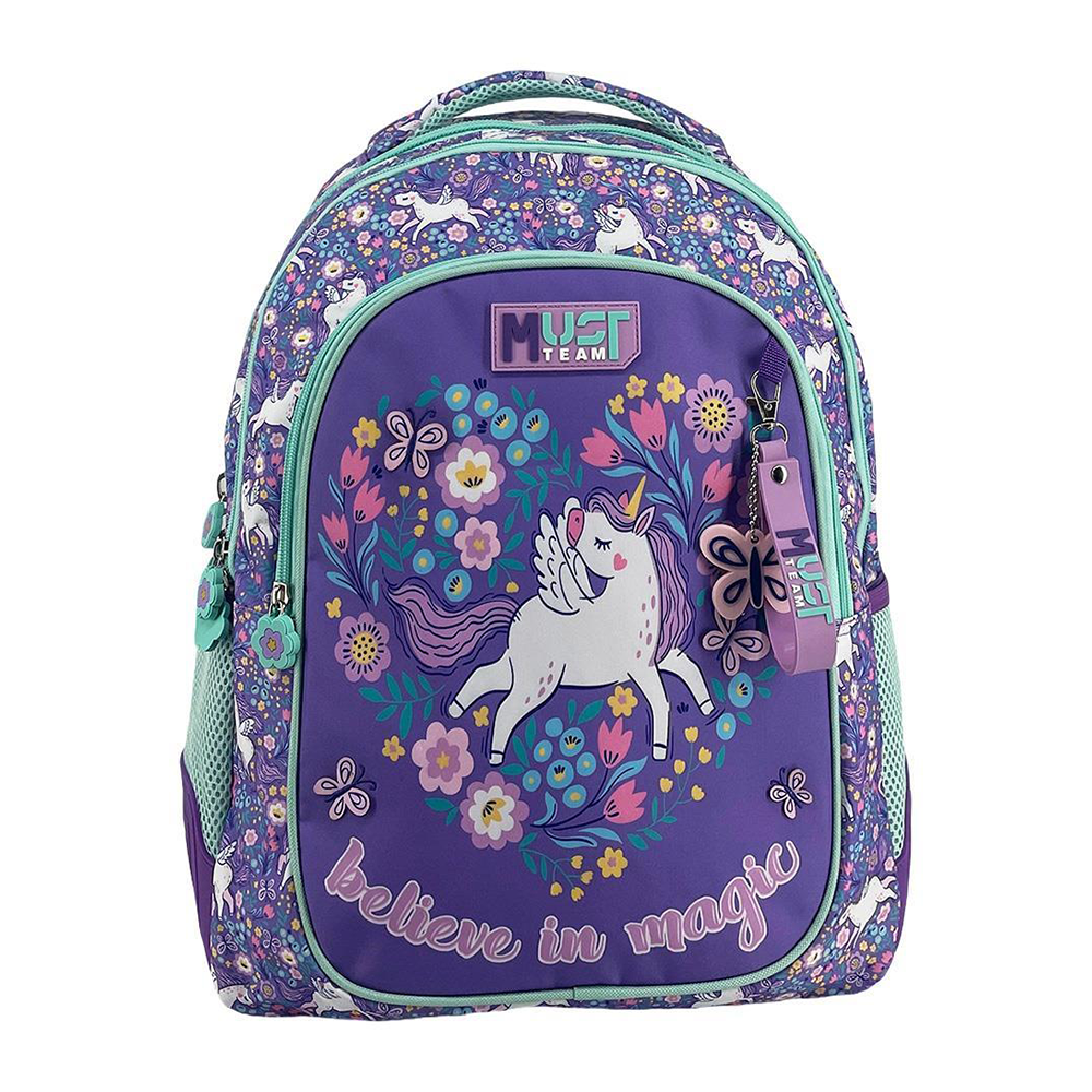 Must Team Σχολική Τσάντα Πλάτης Δημοτικού Purple Unicorn 3 Θήκες 32x18x43 εκ