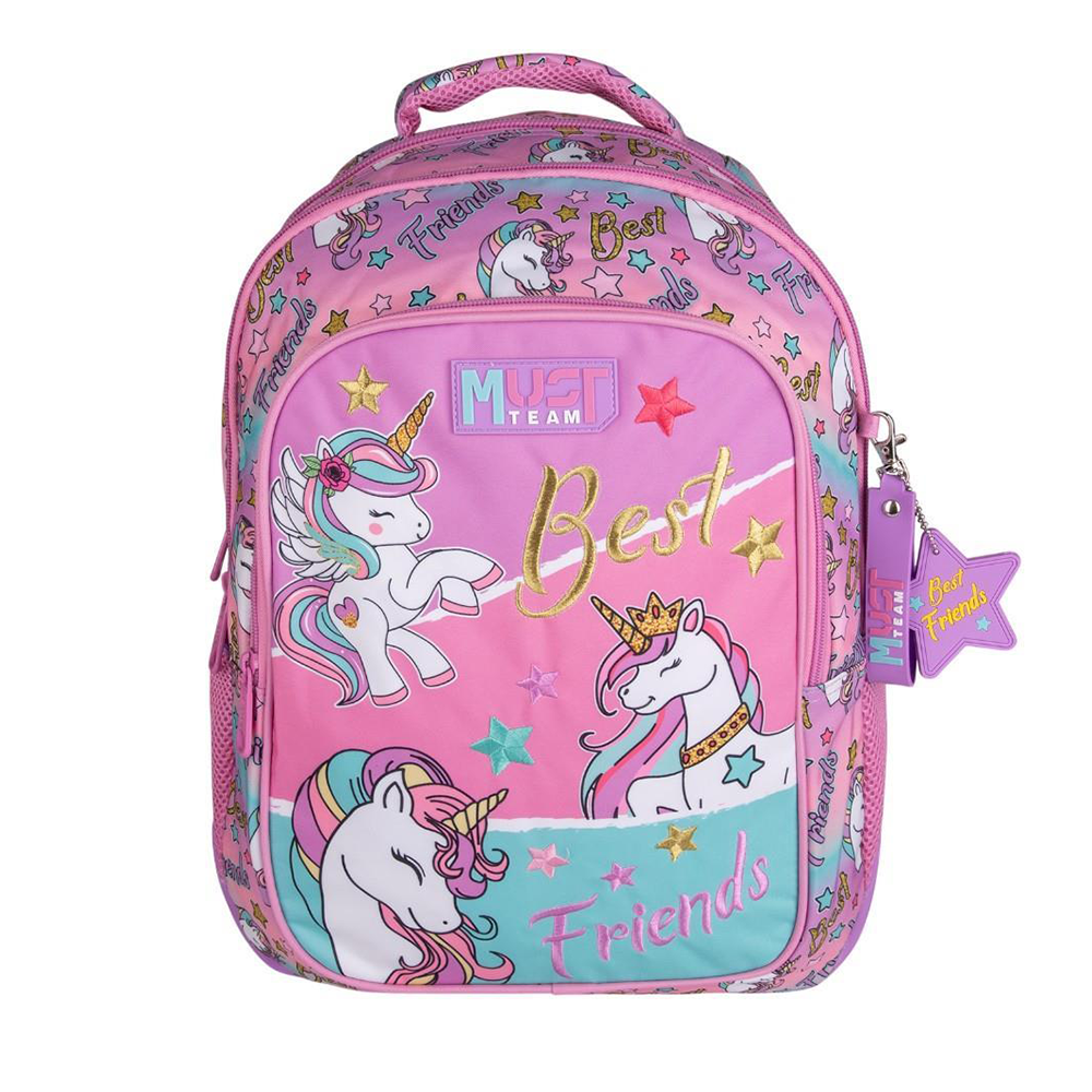 Must Team Σχολική Τσάντα Πλάτης Δημοτικού Unicorn 3 Θήκες 32x18x43 εκ