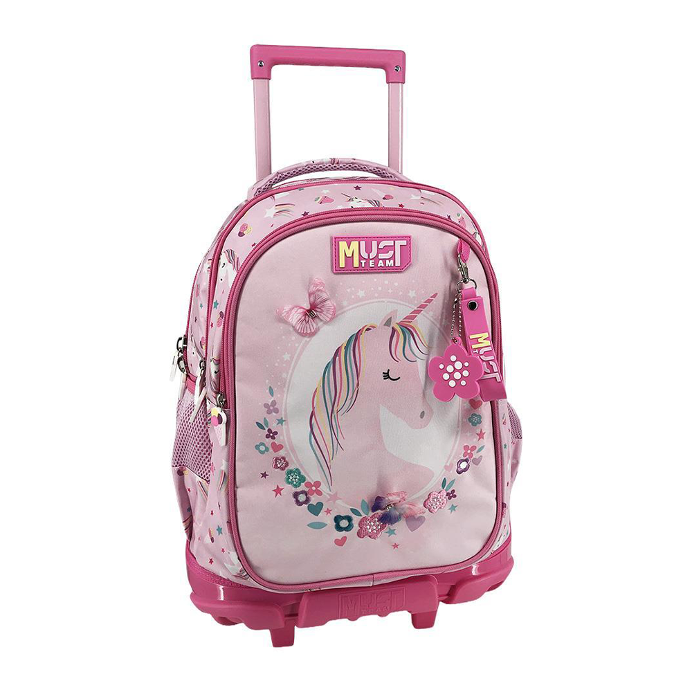 Must Team Σχολική Τσάντα Τρόλεϊ Δημοτικού Pink Unicorn 3 Θήκες 34x20x44 εκ