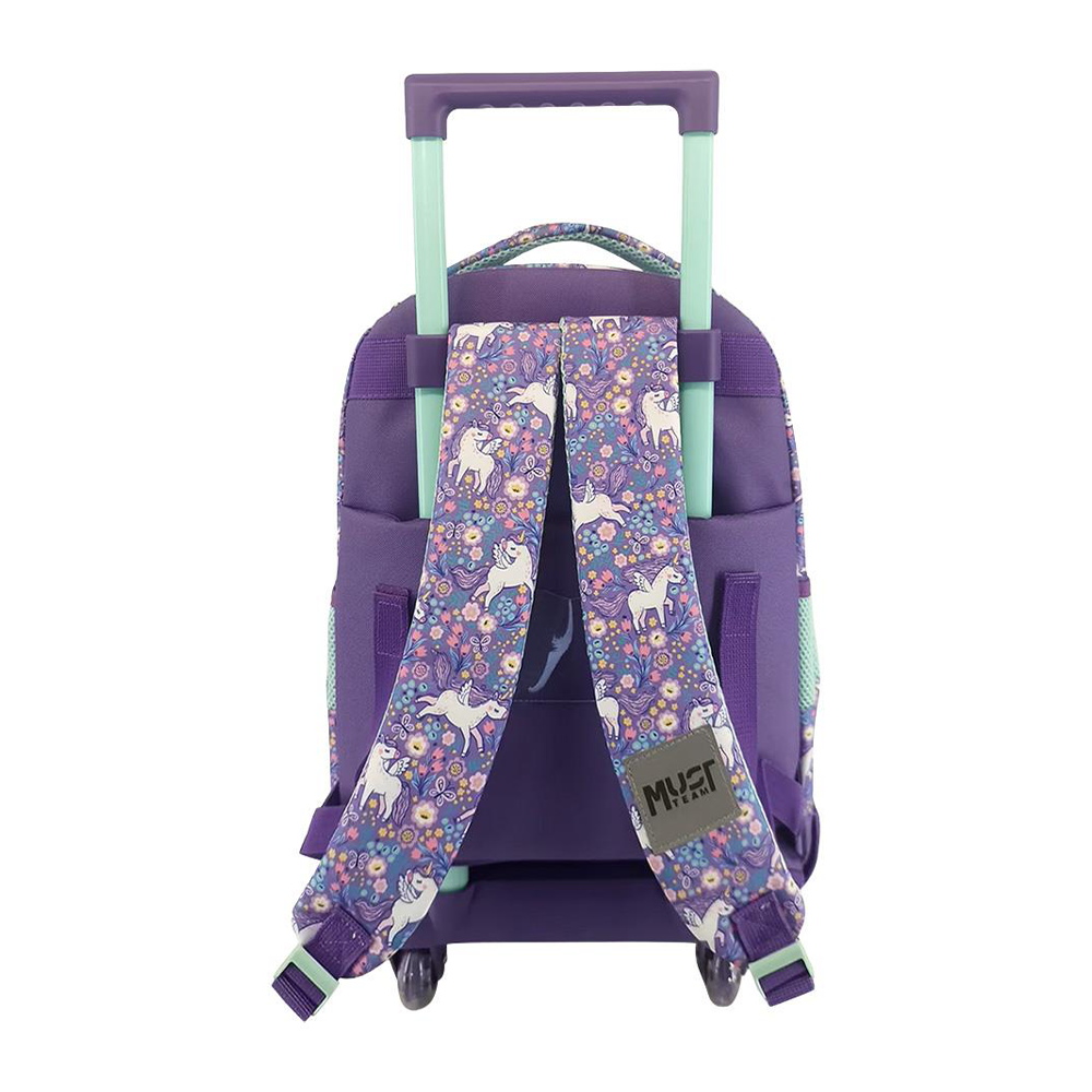 Must Team Σχολική Τσάντα Τρόλεϊ Δημοτικού Purple Unicorn 3 Θήκες 34x20x44 εκ