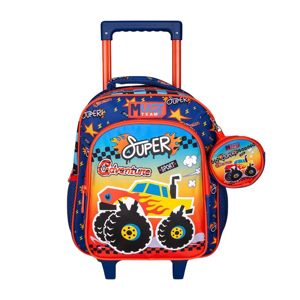 Must Team Σχολική Τσάντα Τρόλεϊ Νηπίου Monster Car 2 Θήκες 27x10x31 εκ