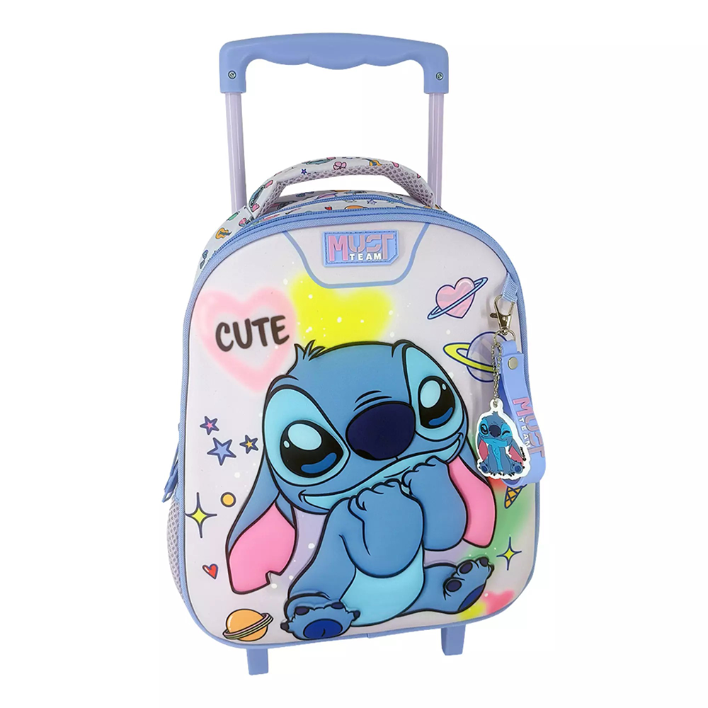 Must Team Σχολική Τσάντα Τρόλεϊ Νηπίου Disney Stitch Cute 2 Θήκες 27x10x31 εκ