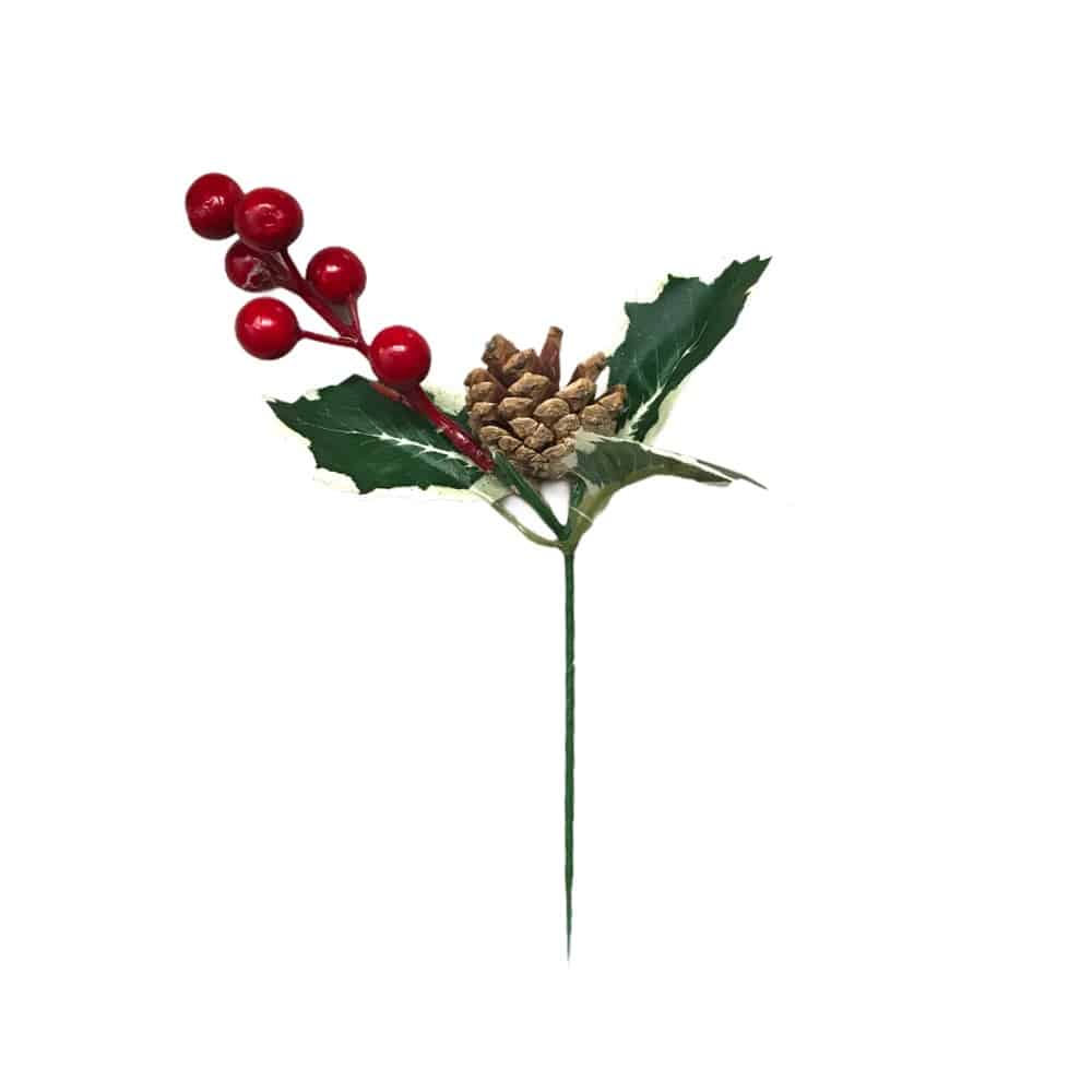 Χριστουγεννιατικο Διακοσμητικο Κλαδι Berries Κουκουναρι 27 Εκ