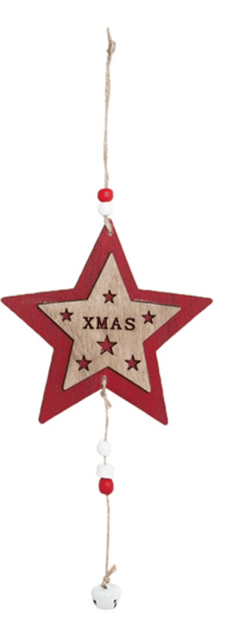 Ξυλινο Χριστουγεννιατικο Στολιδι Με Κοκκινο Πλαισιο 12Εκ - 2Σχεδια