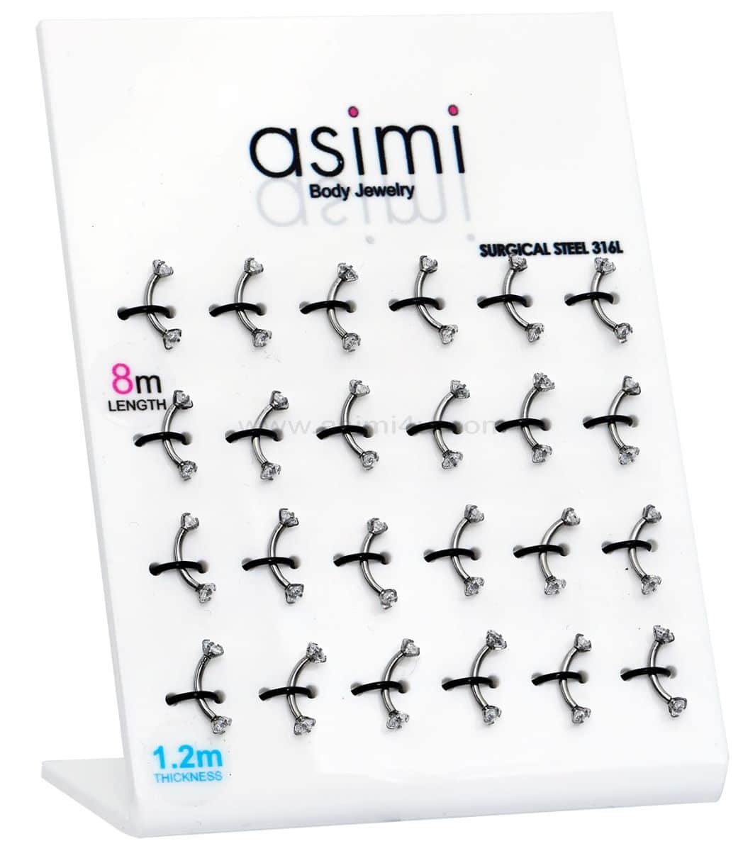 Σκουλαρικια Banana With Zircon 1,2X8X3/3 Mm Surgical Steel 316 L