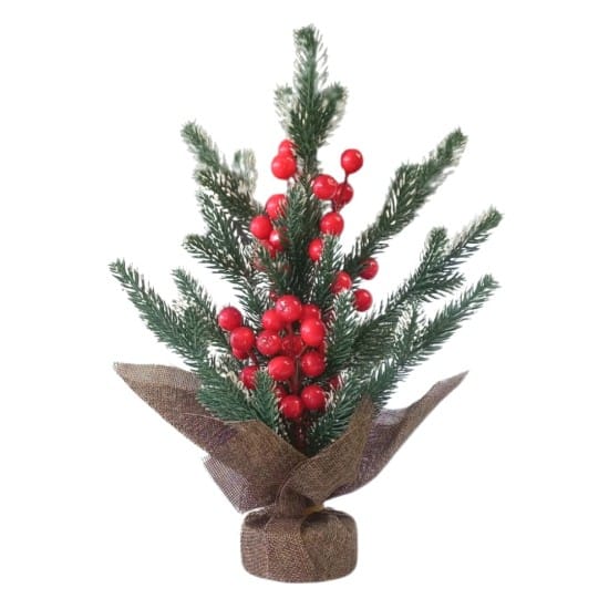 TrademarktΧριστουγεννιατικο Διακοσμητικο Δεντρακι Πρασινο Berries Χιονισμενο Βαση Λινατσα 35Cmpapell.gr