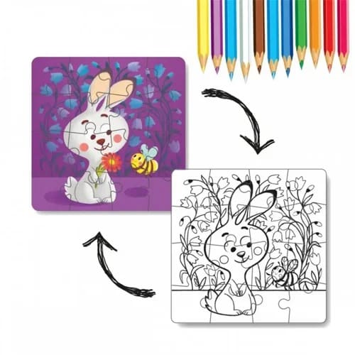 Coloring Puzzle Little Bear – 2 Σε 1 Παζλ/Ζωγραφια Κουνελακι 16Τμχ