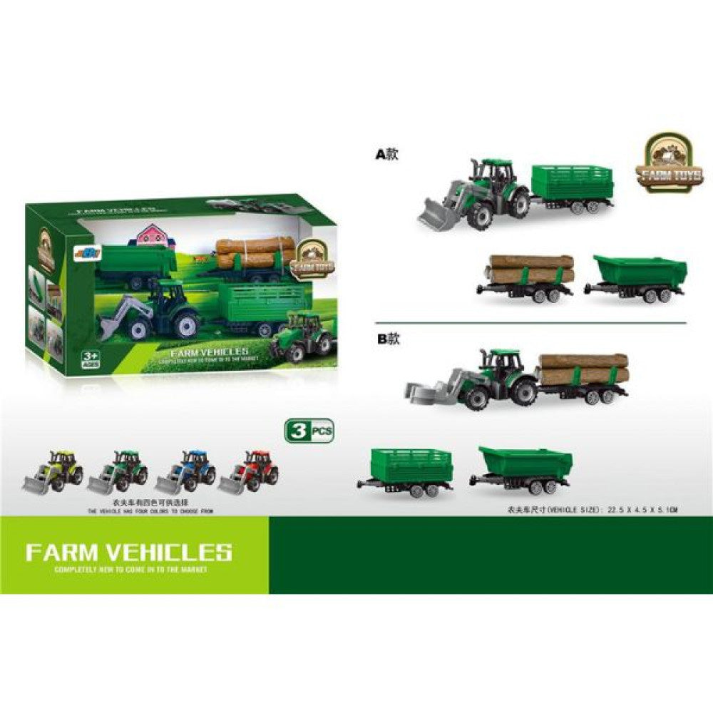 TrademarktΌχημα Τρακτέρ Με 3 Καρότσες & Ξύλα 23x4,5x5 εκpapell.gr