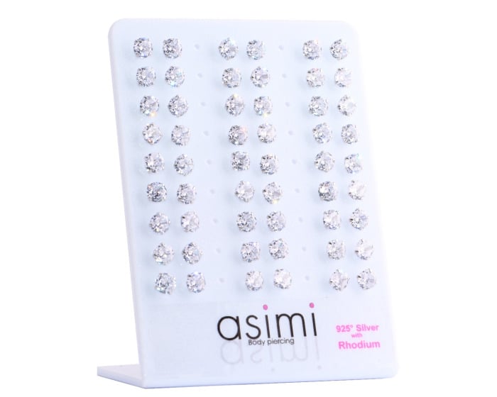 Ασημενιο Επιροδιωμενο Σκουλαρικι Με Ζιργκον 6Mm